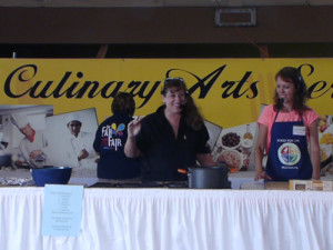 Chef Marian and Tracy from Veg-Appeal on stage at The Fair