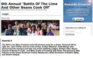Celebrity Chef Marian Judge's Lima Bean Faire Encinitas featured in Seaside Courier Newspaper